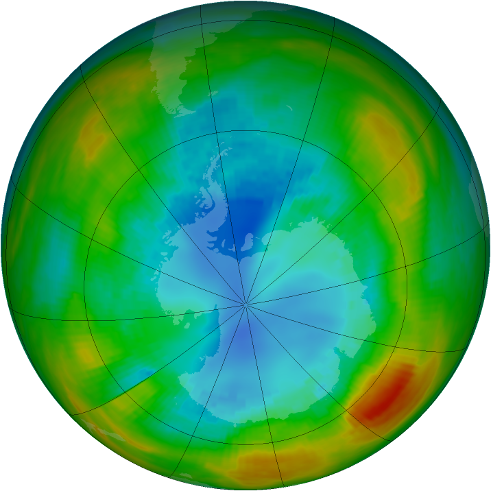 Antarctic ozone map for 24 August 1983
